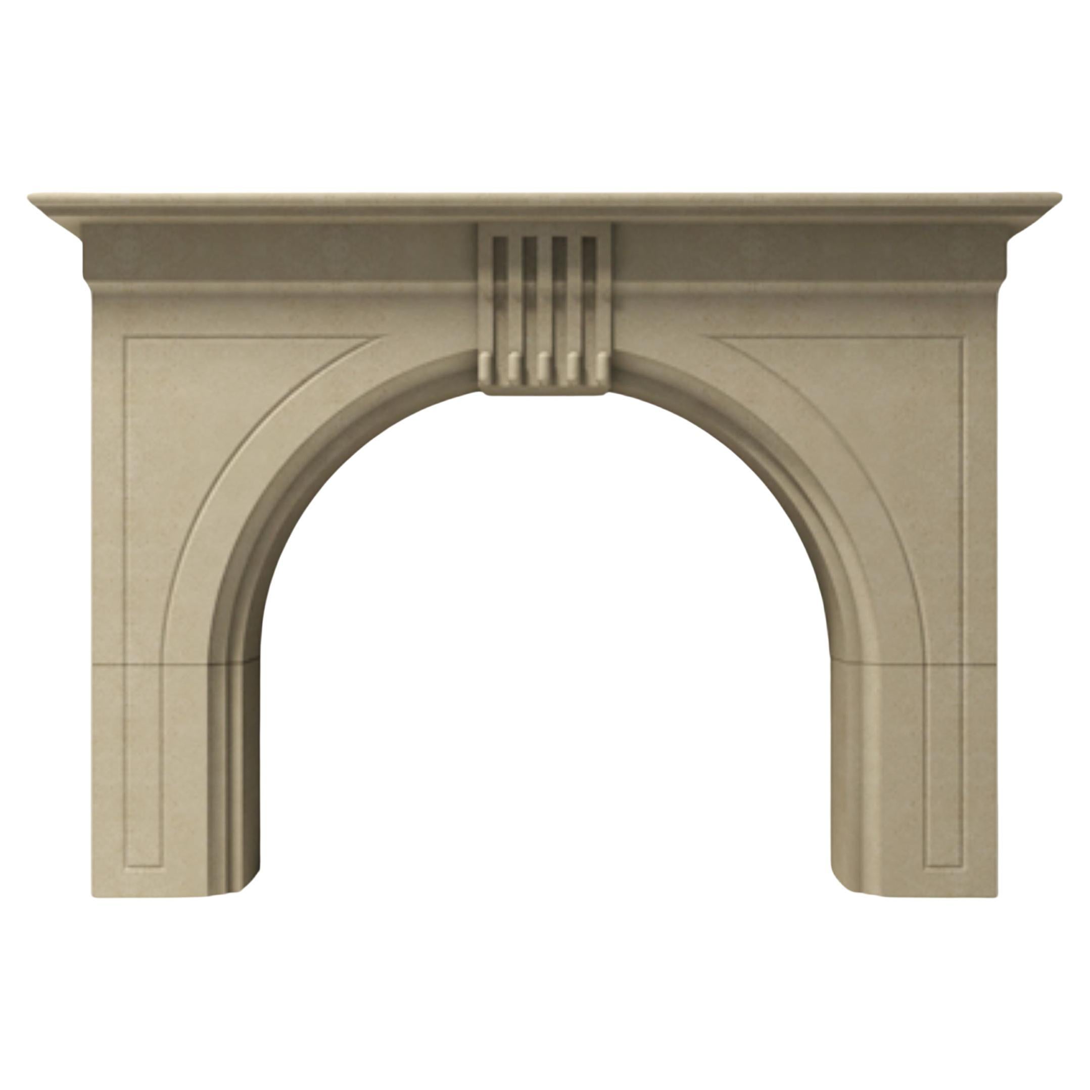 The Josephine: A Classic Victorian-Styled Stone Fireplace with Arched Opening For Sale