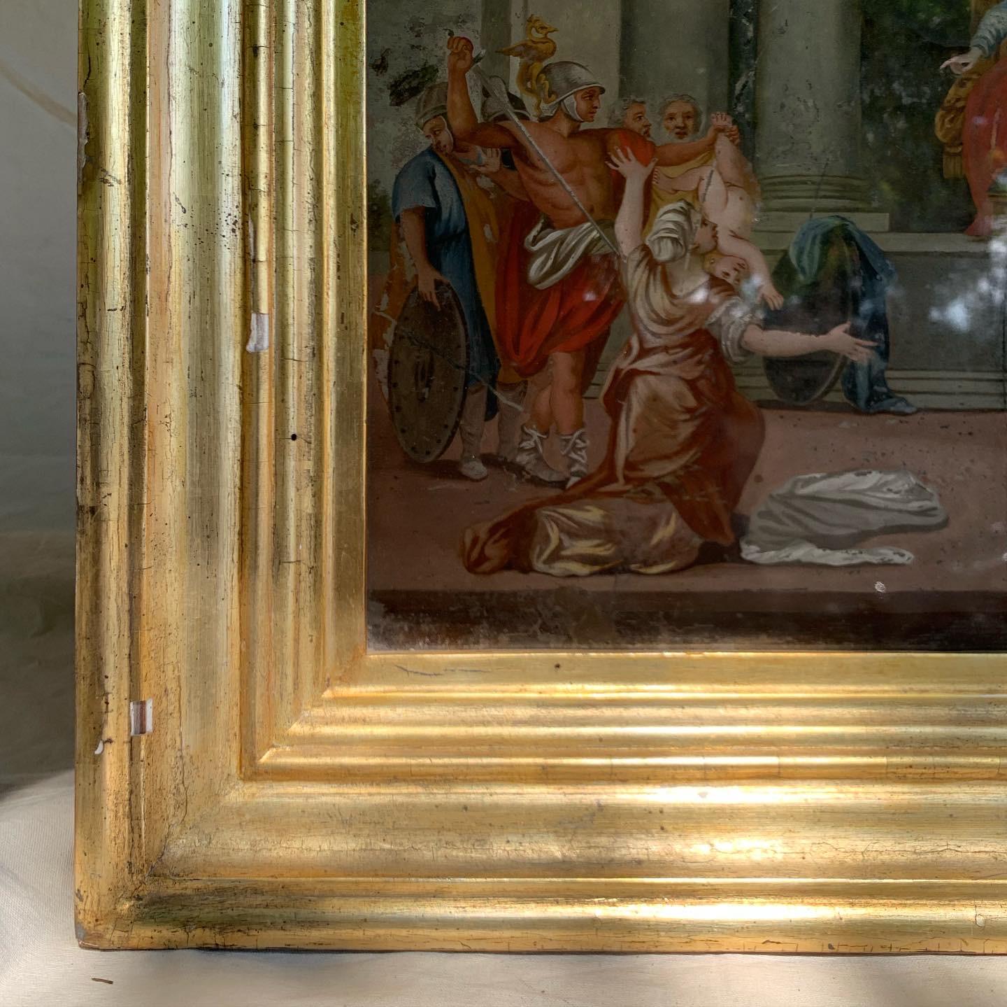Judgment of Solomon, Gemälde unter Glas (18. Jahrhundert und früher) im Angebot
