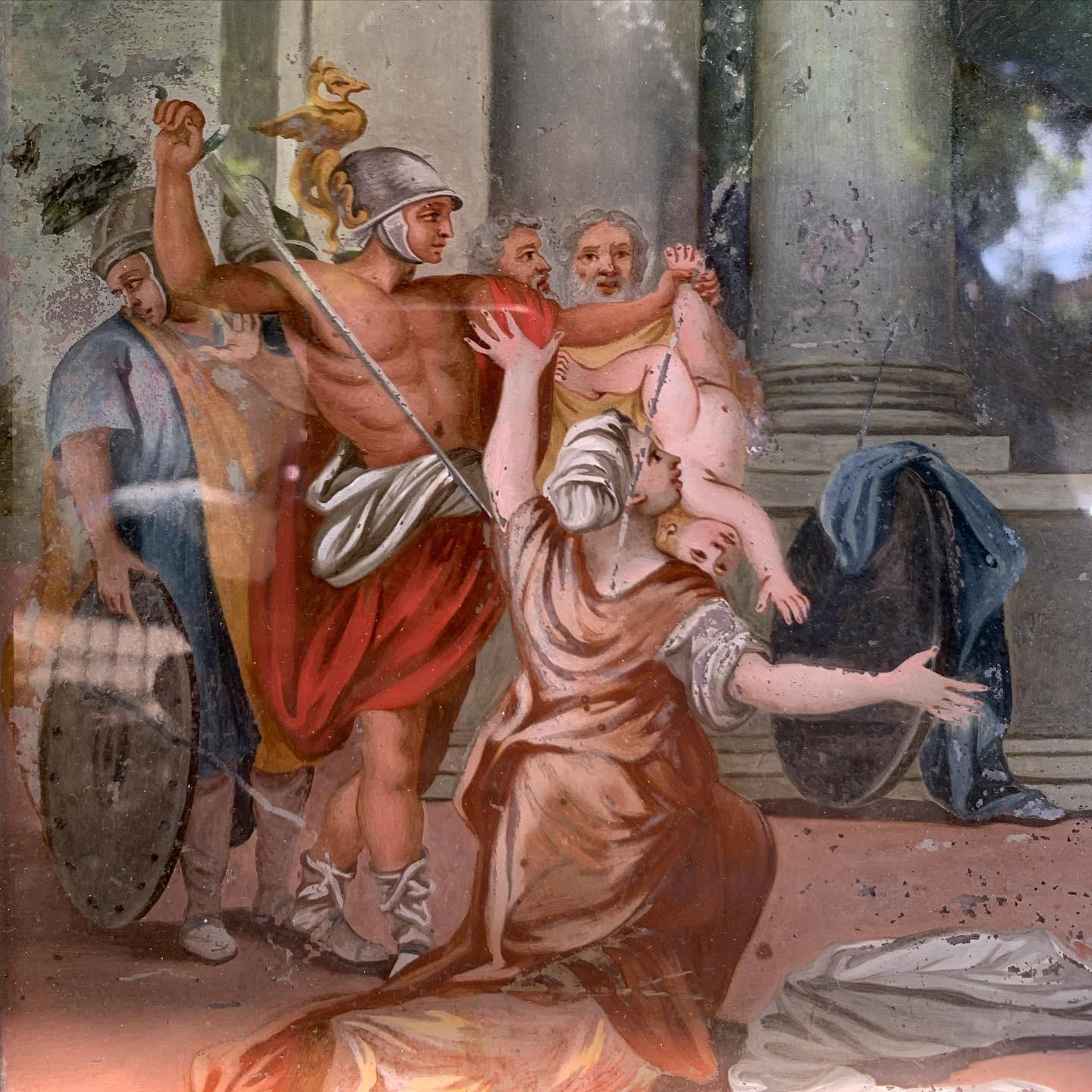 Judgment of Solomon, Gemälde unter Glas im Angebot 1