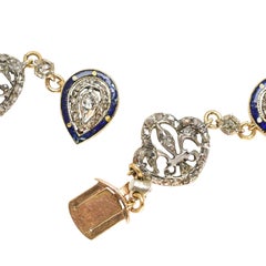 The July Monarchy Diamond & Enamel Fleur-De-Lys Boxed Necklace, Circa 1830