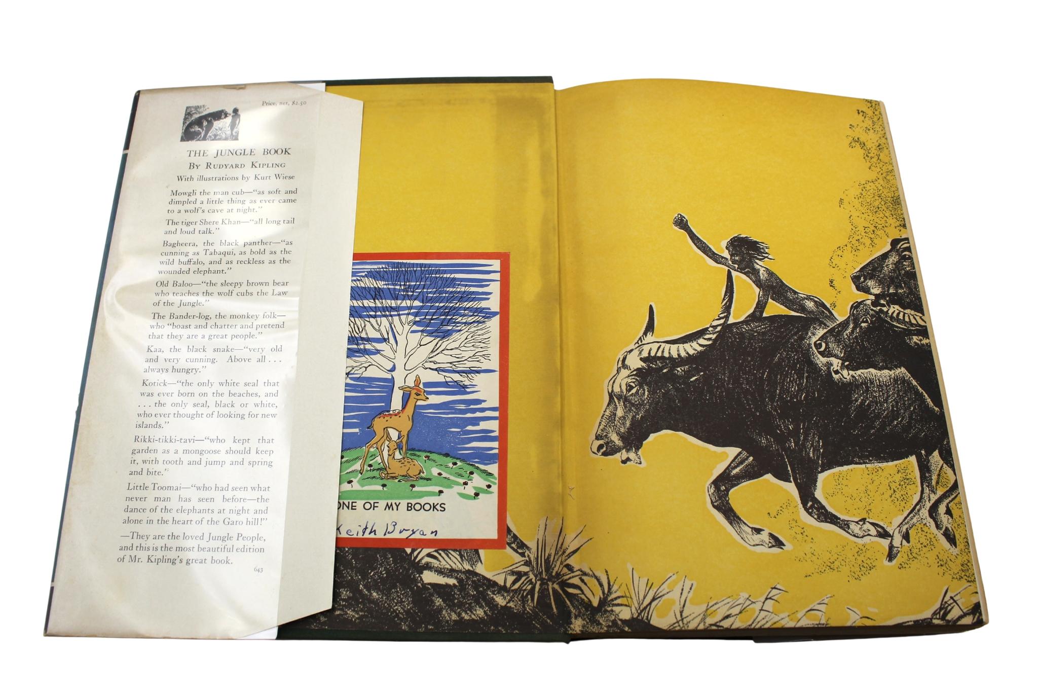 The Jungle Book by Rudyard Kipling, Illustrated by Kurt Wiese, 1938 In Good Condition For Sale In Colorado Springs, CO