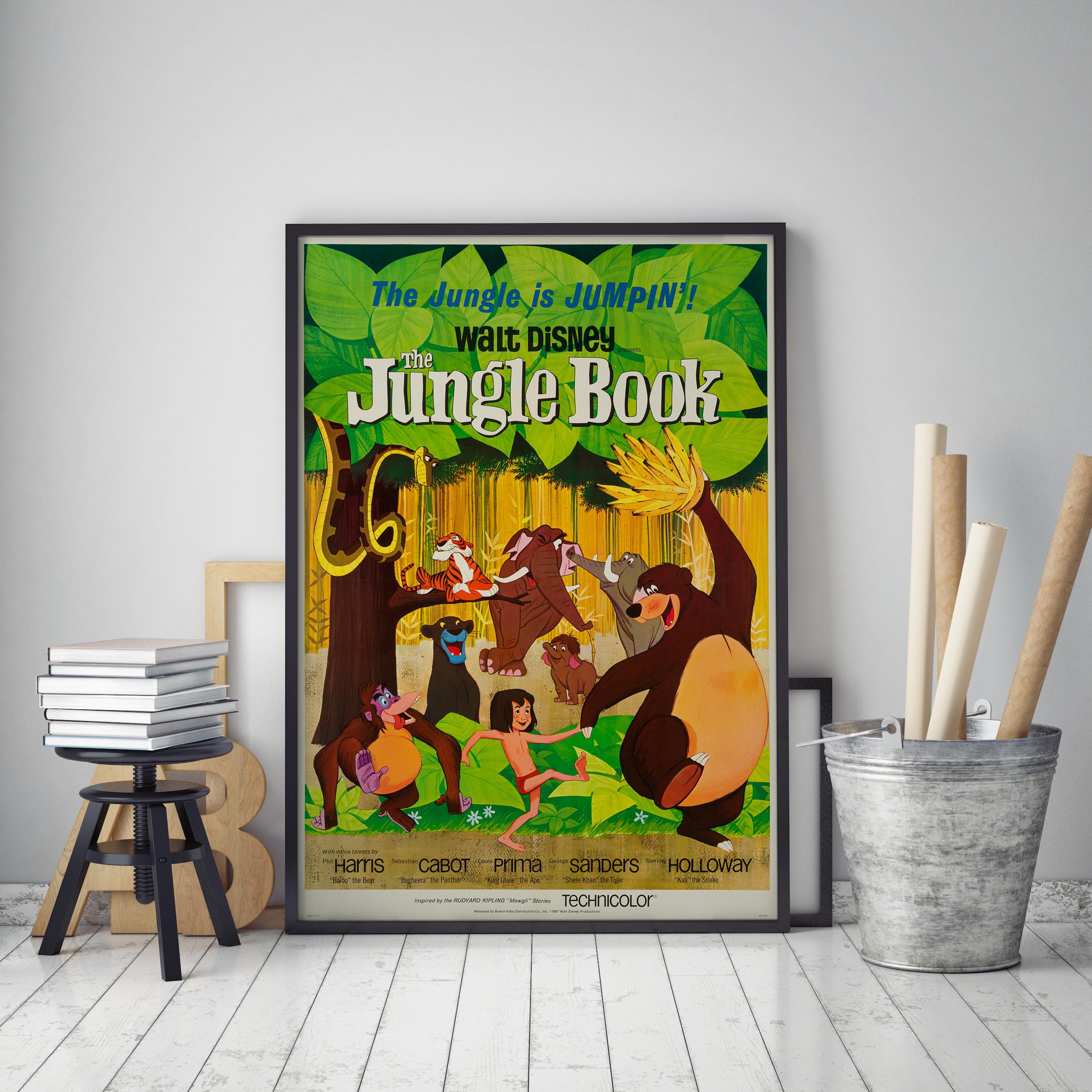 Mid-Century Modern 'The Jungle Book' Original Vintage Movie Poster, American, 1967