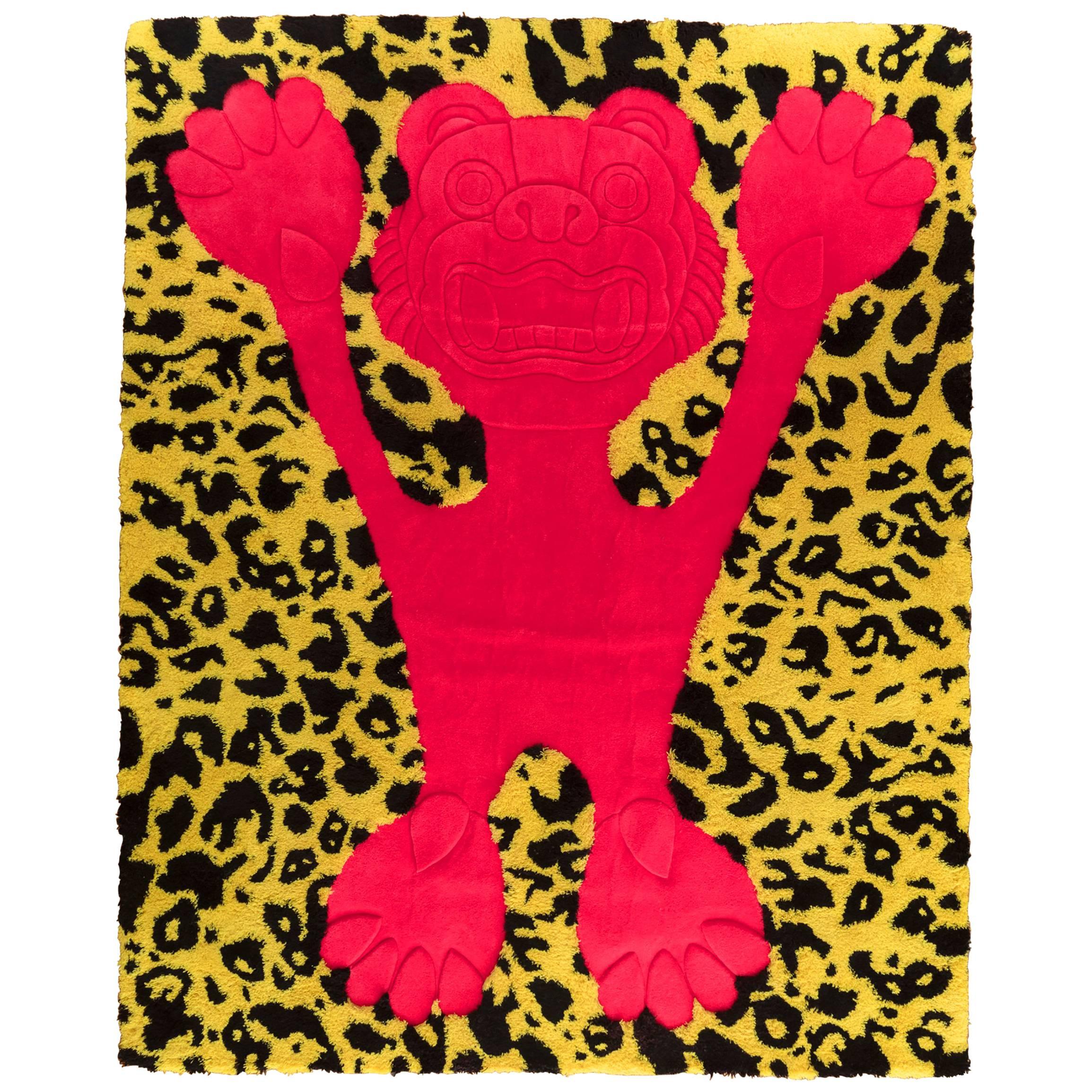 "The Jungle Rug" 3D hand carved shag and New Zealand wool rug. For Sale