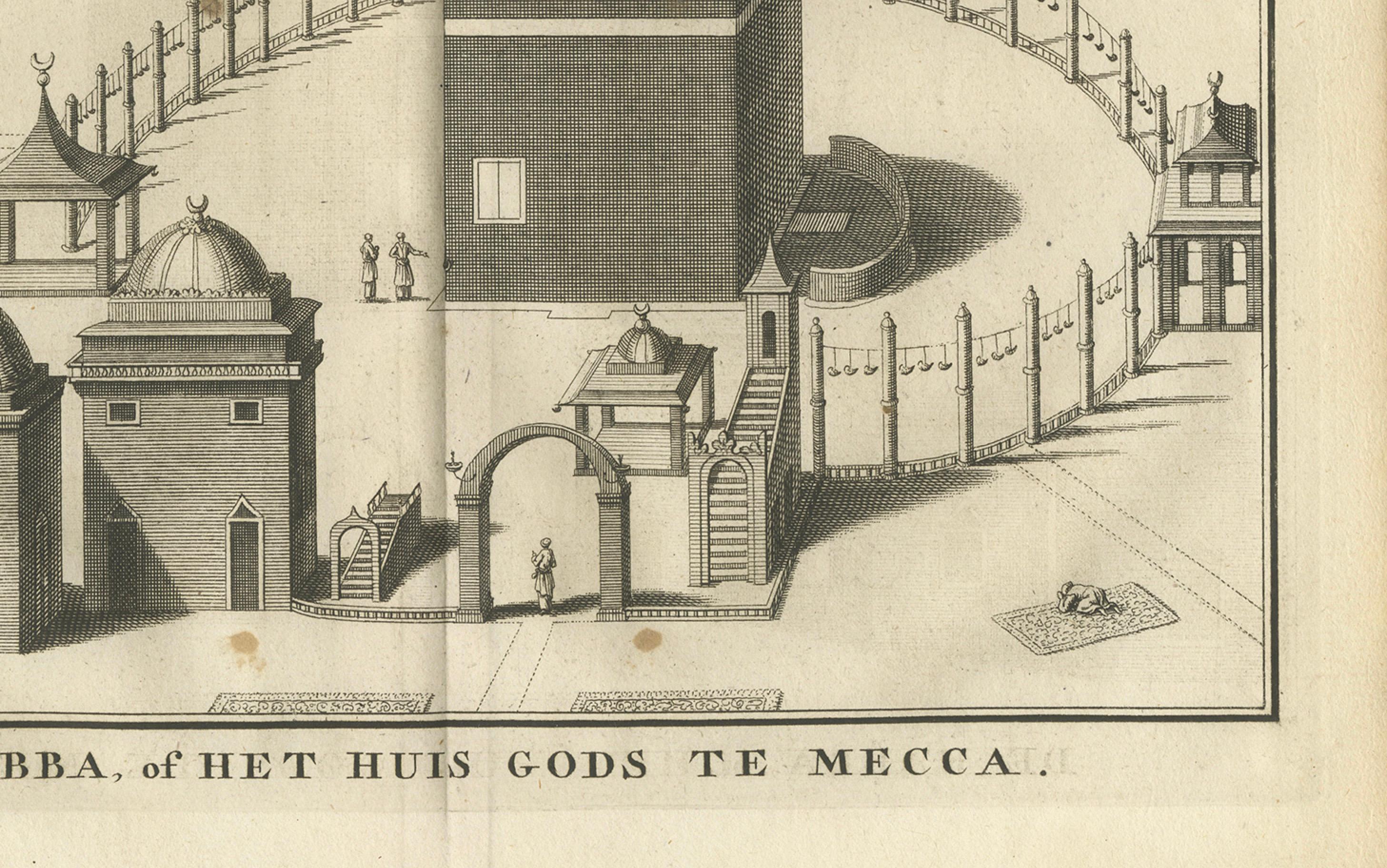 La Kaaba en La Meca - Grabado holandés de principios del siglo XVIII, c. 1730 en Bueno estado para la venta en Langweer, NL