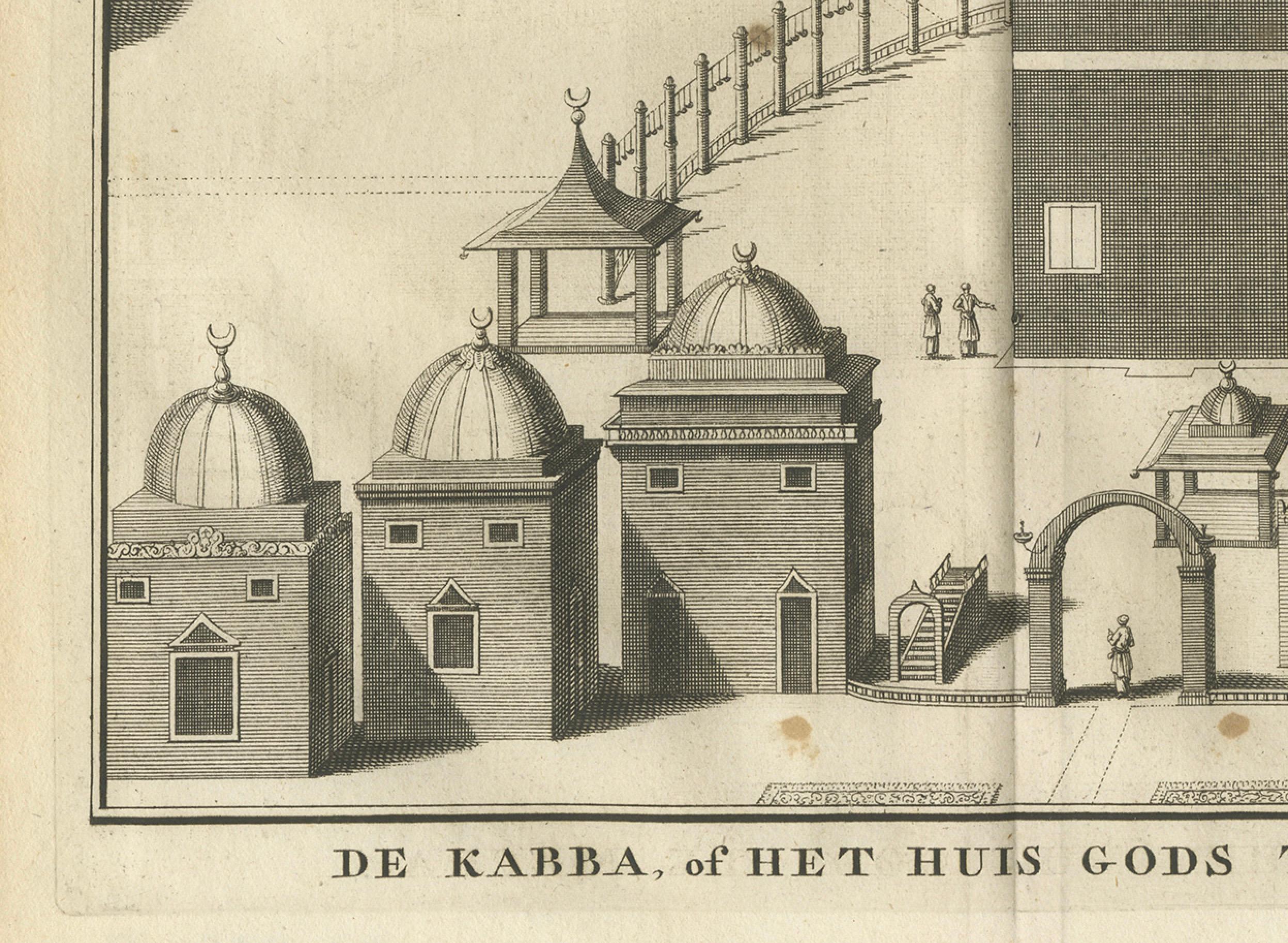 La Kaaba en La Meca - Grabado holandés de principios del siglo XVIII, c. 1730 mediados del siglo XVIII en venta