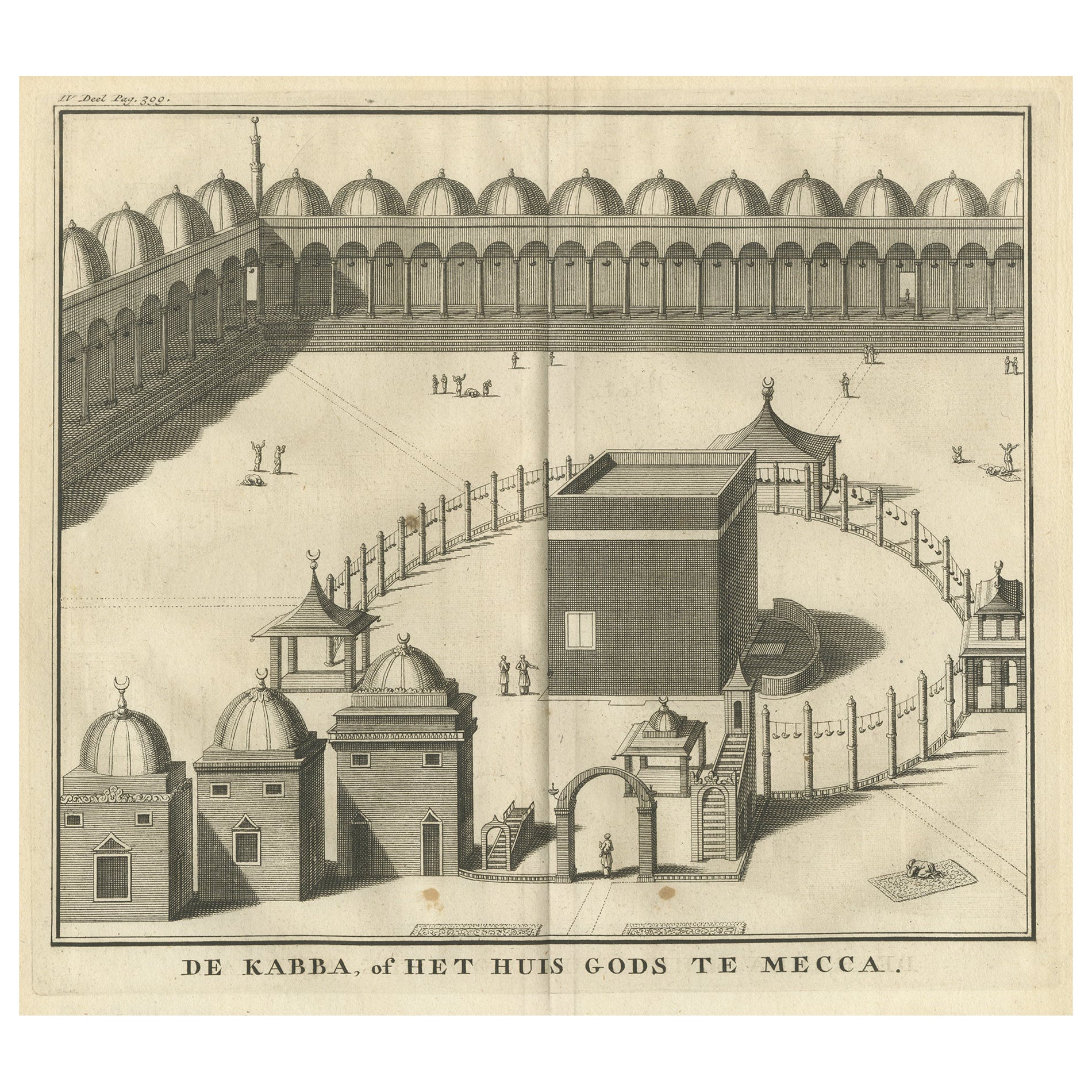La Kaaba en La Meca - Grabado holandés de principios del siglo XVIII, c. 1730 en venta