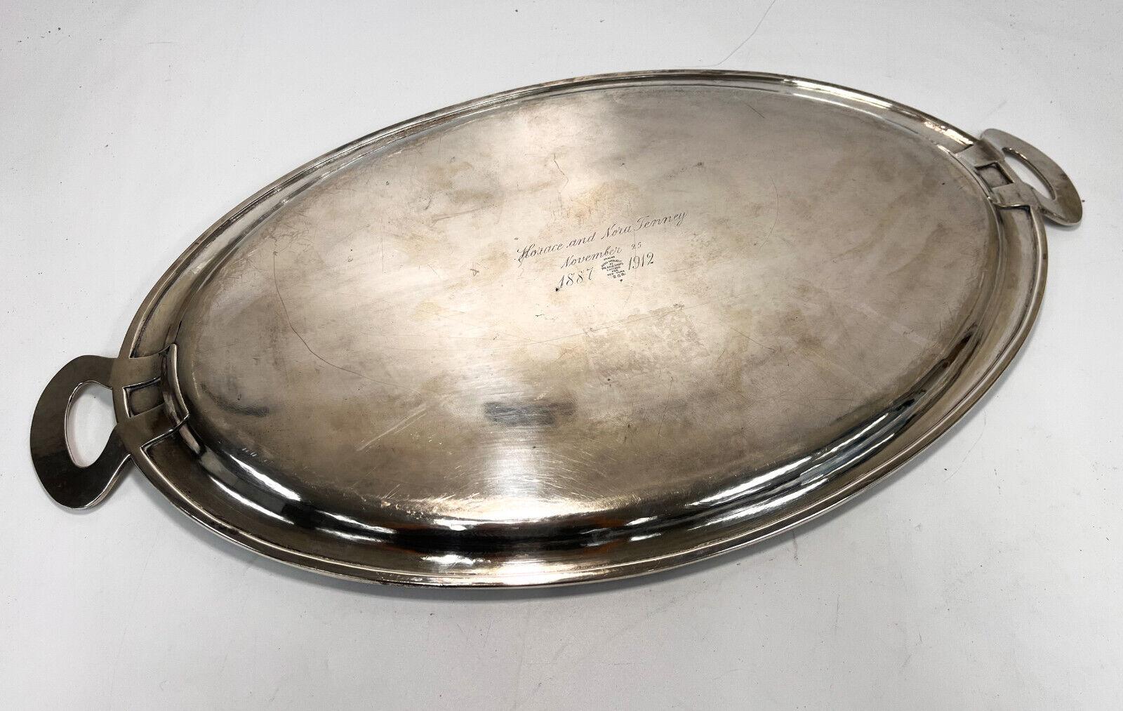  The Kalo Shops Sterling Silver Hand Wrought Handled Oval Serving Tray #208 c191 For Sale 1