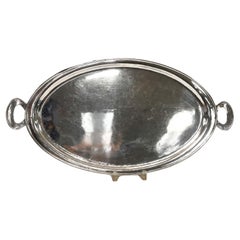 Vintage  The Kalo Shops Sterling Silver Hand Wrought Handled Oval Serving Tray #208 c191