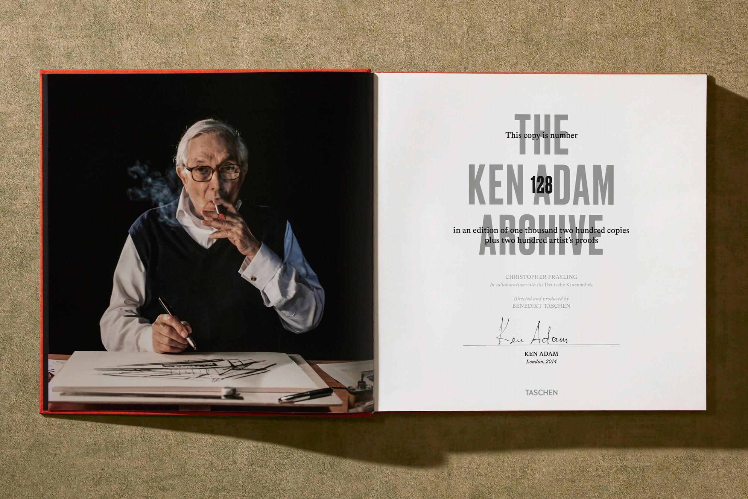 Contemporary The Ken Adam Archive. Signed Limited Edition Artist Book with Bookstand For Sale
