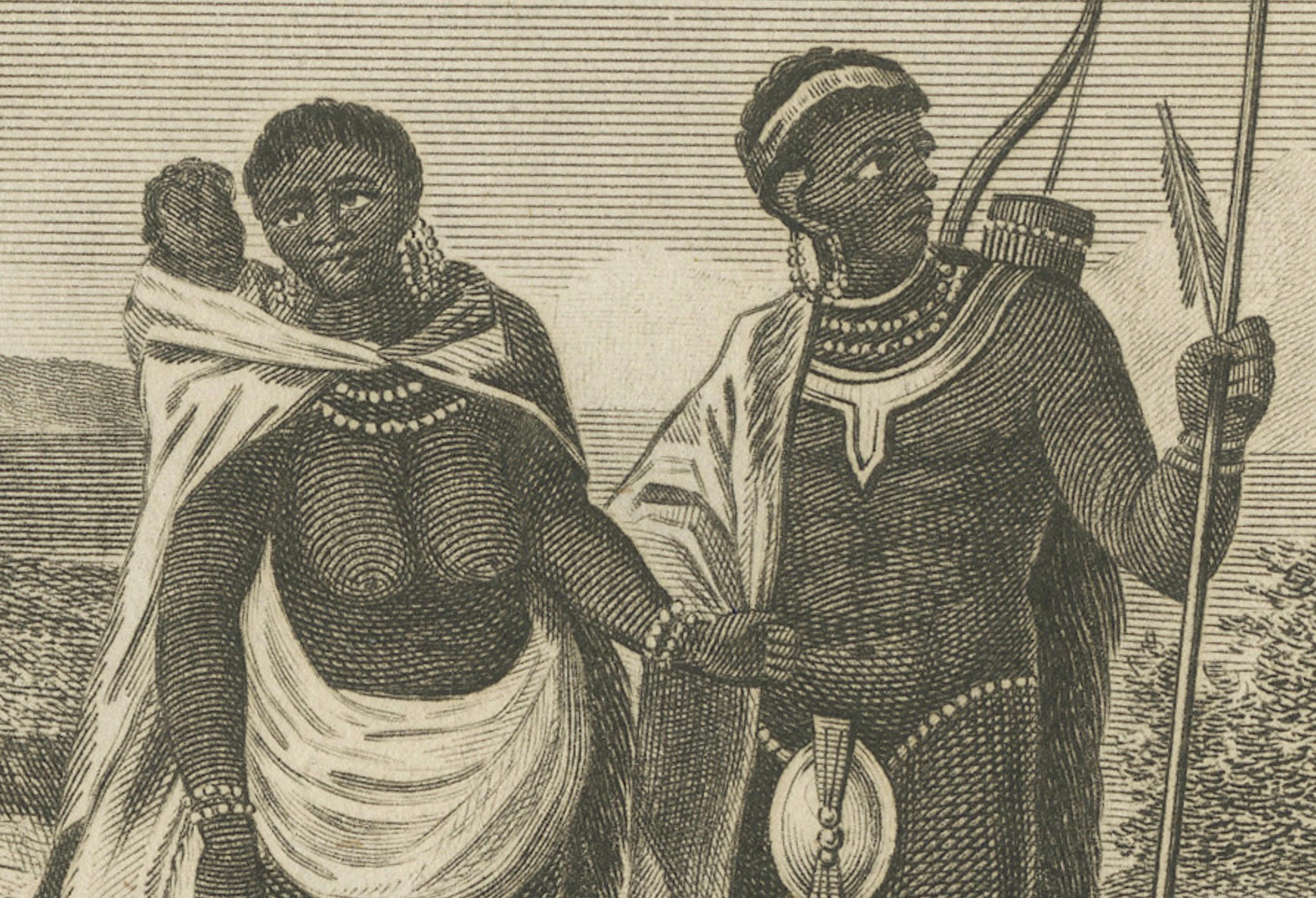 The Khoikhoi of Southwestern Africa, Original Engraving of circa 1801 In Good Condition For Sale In Langweer, NL