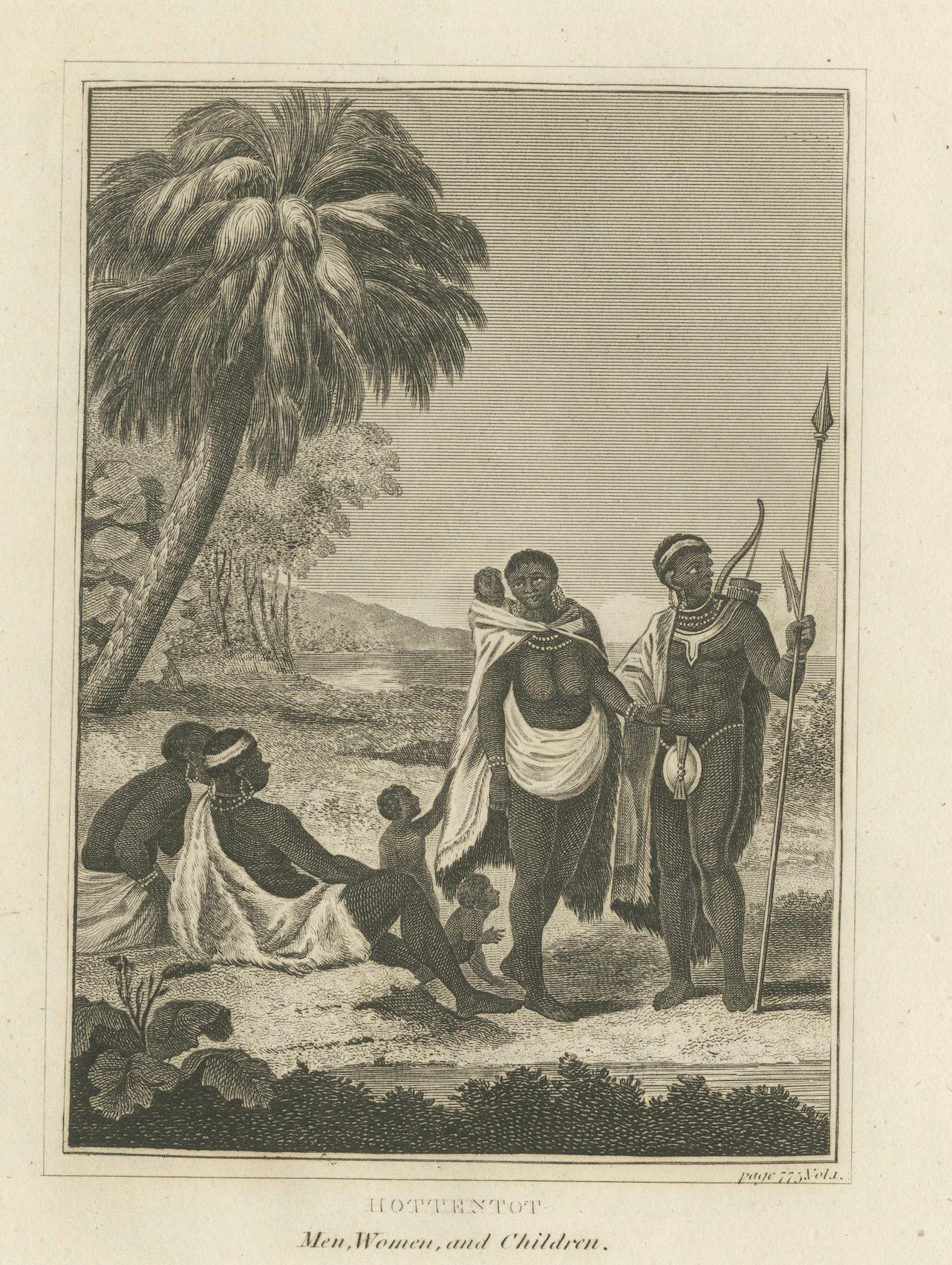 Early 19th Century The Khoikhoi of Southwestern Africa, Original Engraving of circa 1801 For Sale