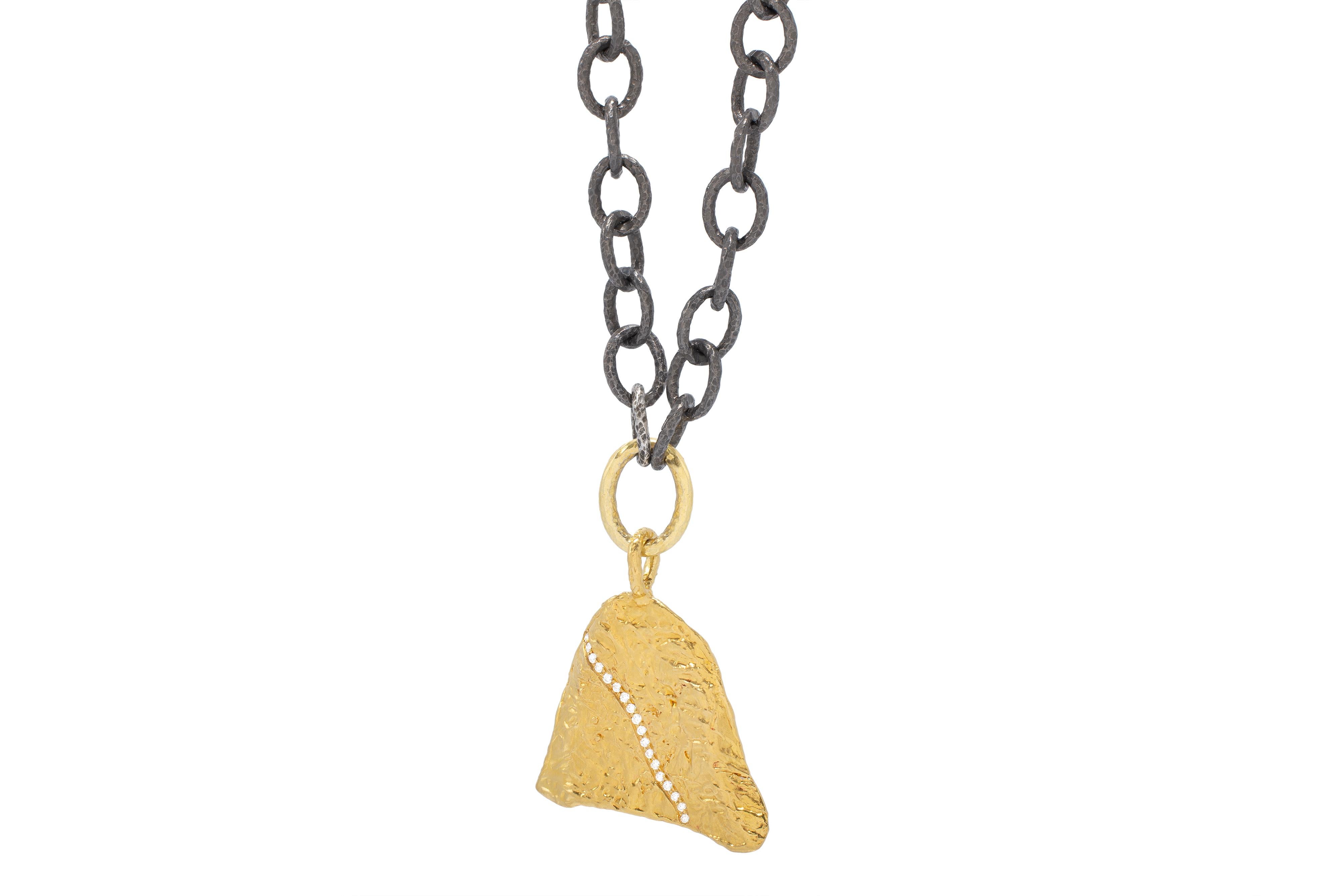 Artisan The Kim Pendant with Diamonds in 22k Gold by Tagili For Sale