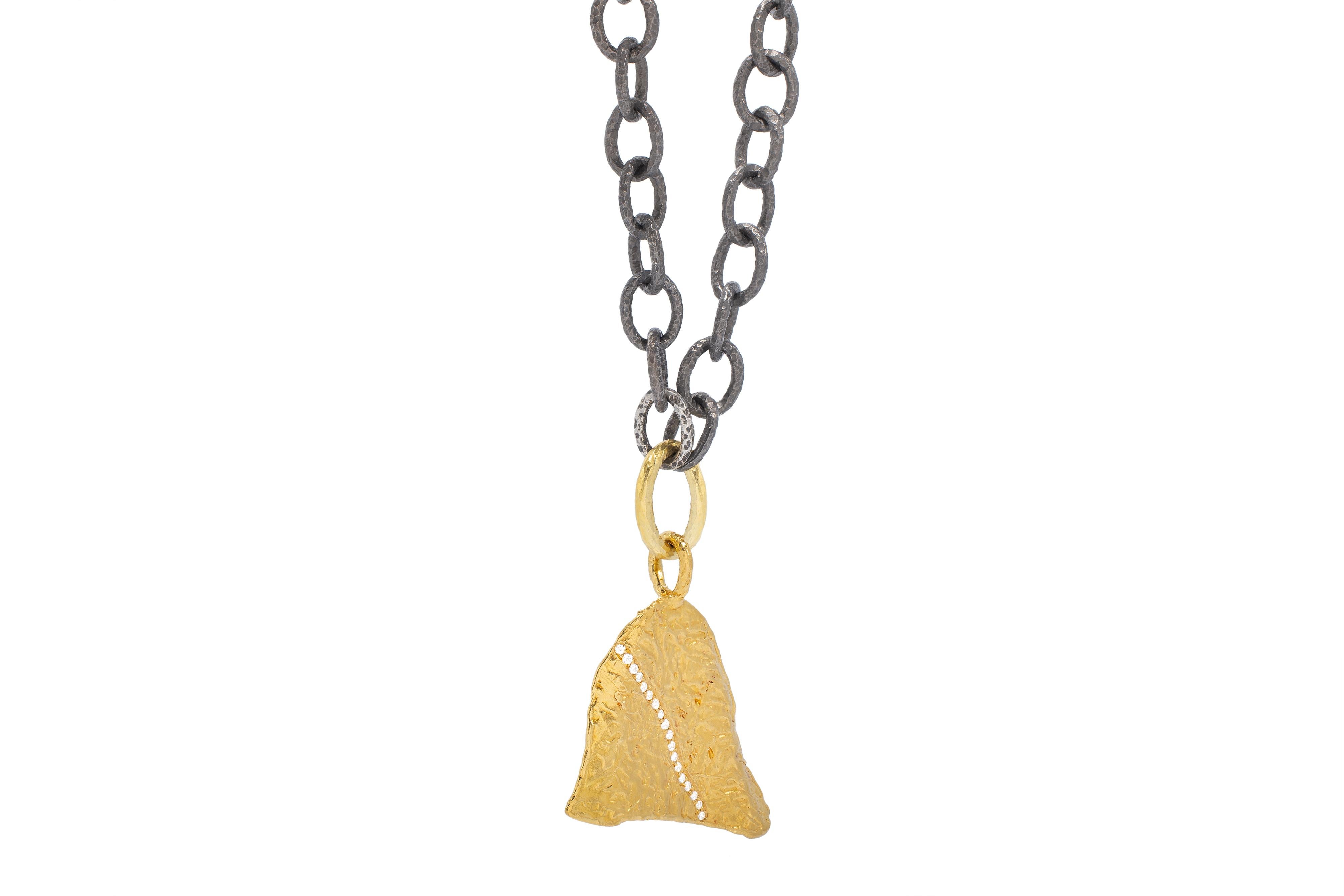 Brilliant Cut The Kim Pendant with Diamonds in 22k Gold by Tagili For Sale