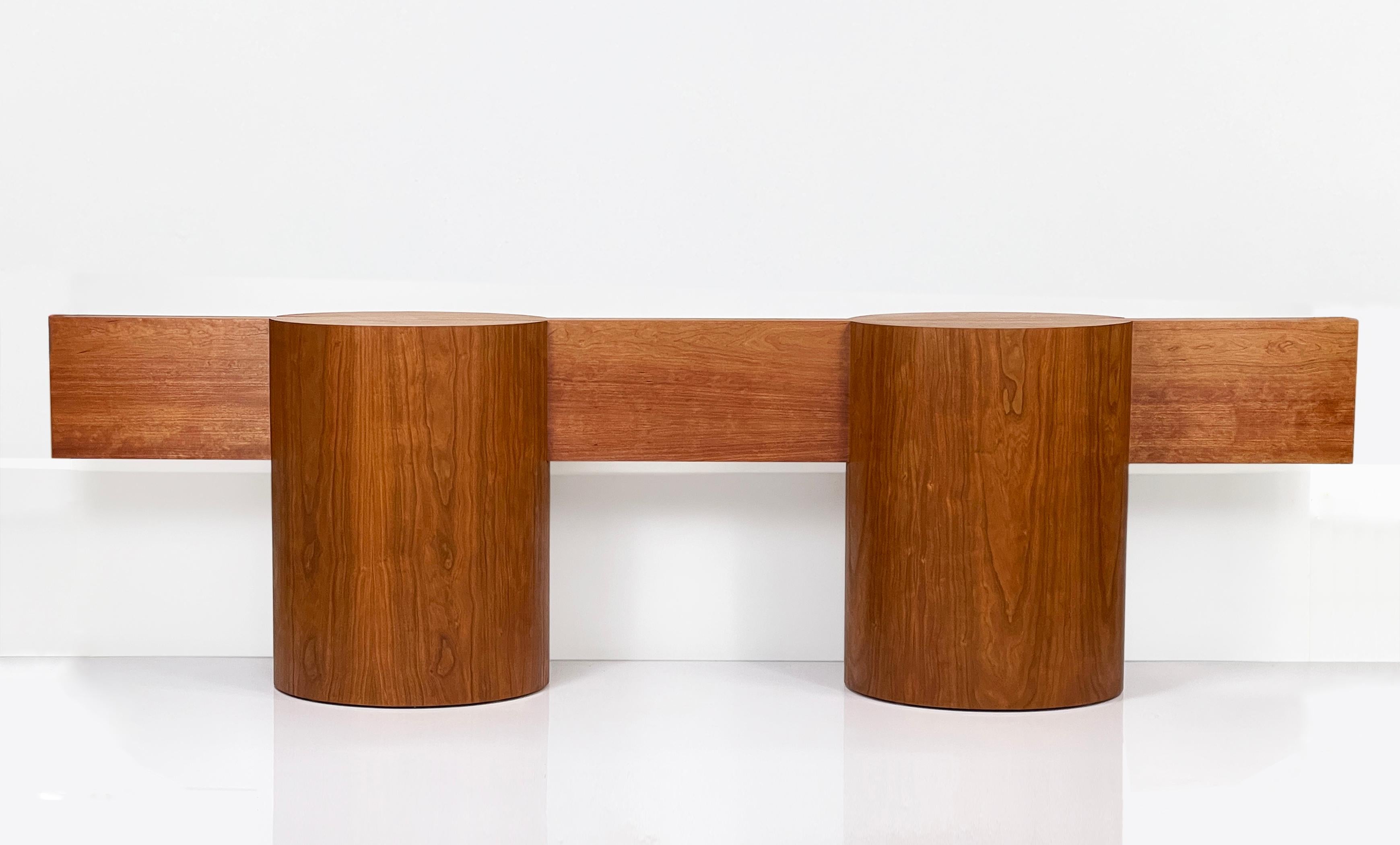 The kimono table features a very substantial tenon mortised into two large, round drums.
The tenon is 92