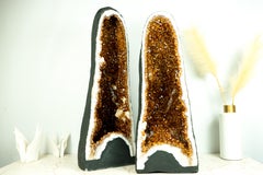 Pareja de Catedrales de Geodas de Citrino, Citrino de Madeira de alta calidad