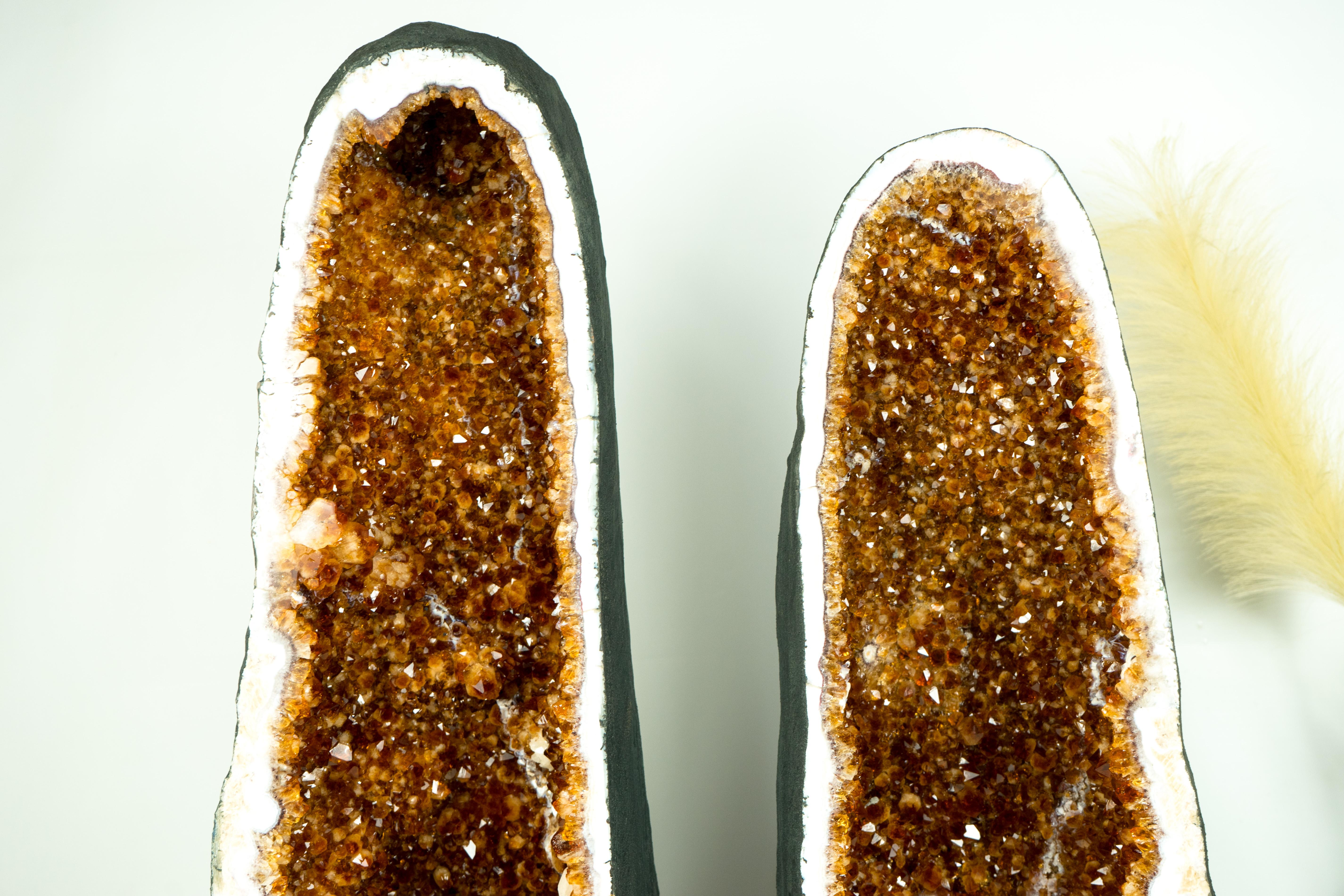 Pareja de Catedrales de Geodas de Citrino, Citrino de Madeira de alta calidad Cristal en venta