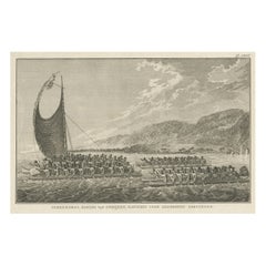 Antique The King of Owyhee, Sandwich Isles 'Hawaii' with Gifts for Captain Cook, 1803