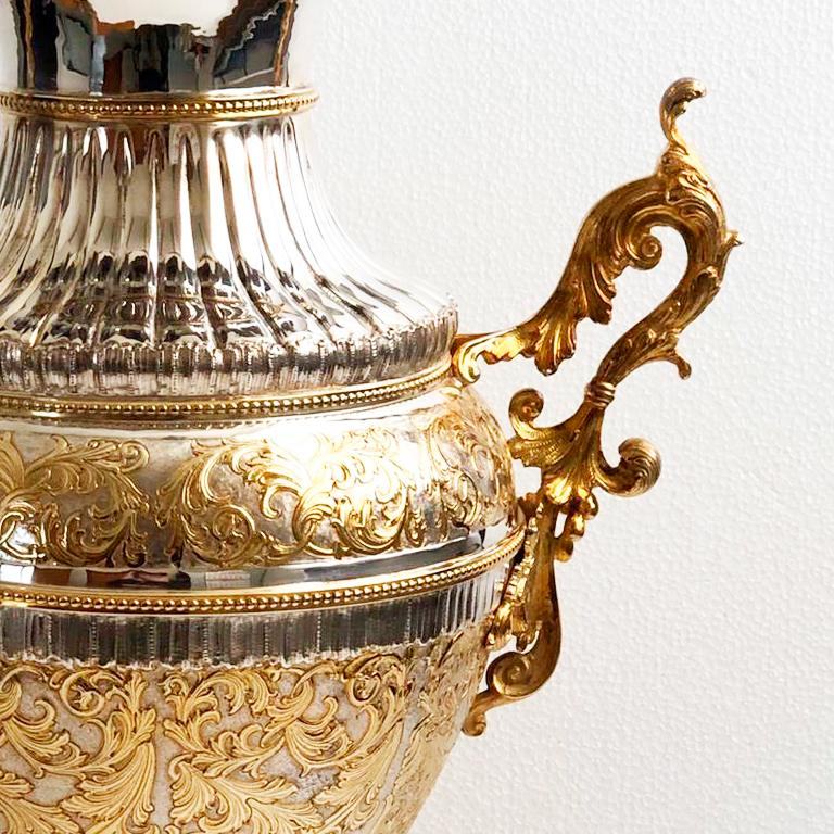 Contemporary King, Sterling Silver Partially Gilt Vase, Made in Italy For Sale
