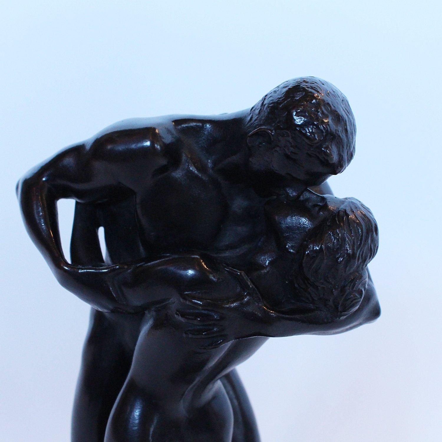 Patinated 'The Kiss' Bronze by Ferdinand Lepcke 