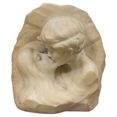 Vintage The Kiss Marble Sculpture by Italian Ugo Passani