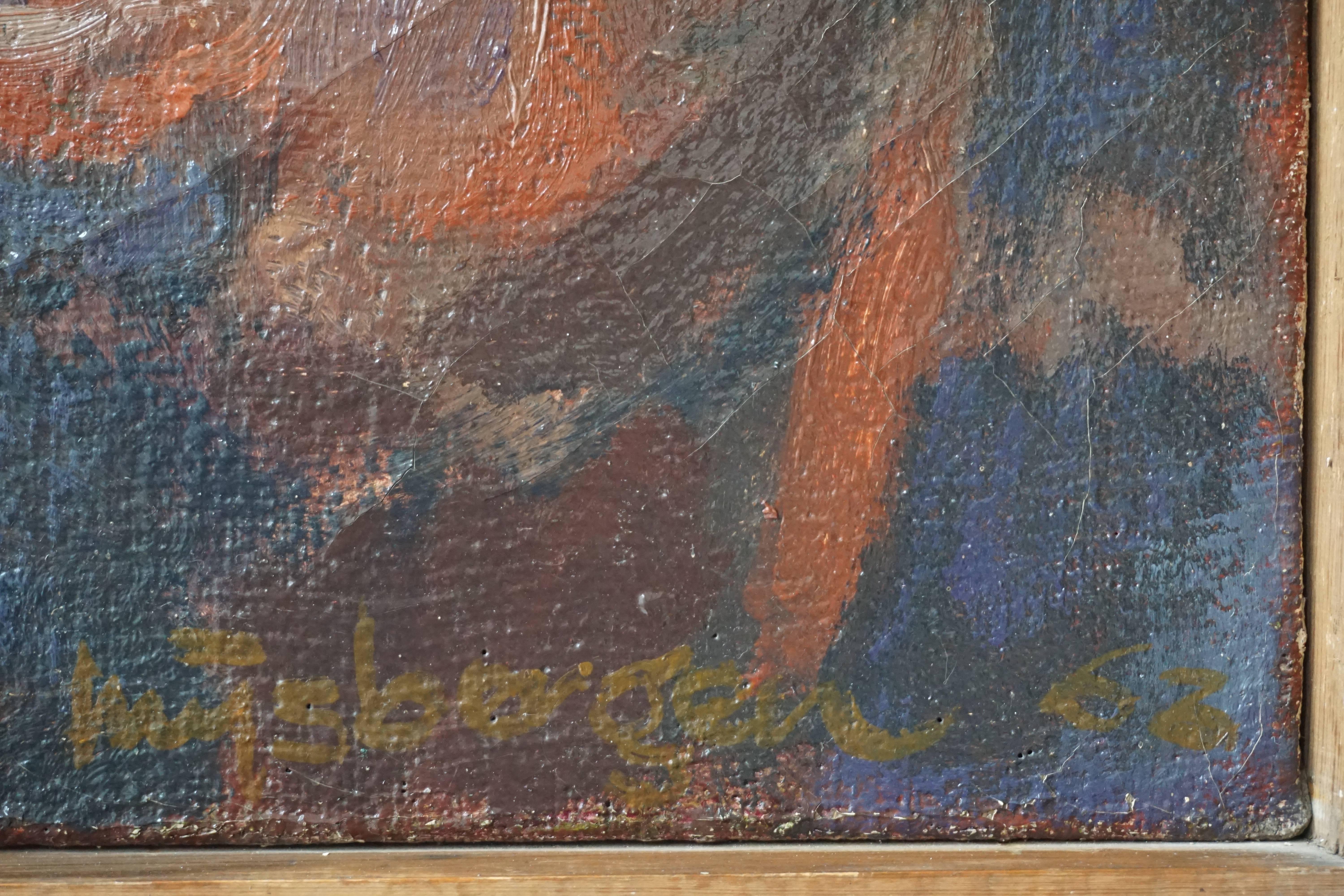 Pintura de J Mijsbergen, 1968, Holanda Madera en venta
