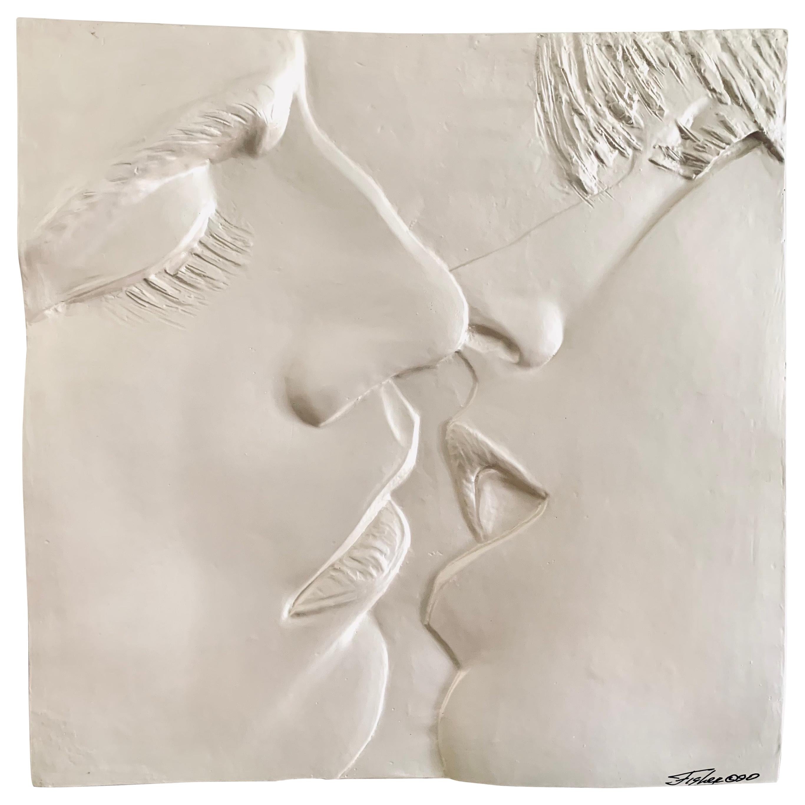 The Kiss Original Signed Sculpture 3-D Wall Art Relief