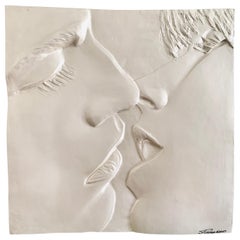 The Kiss Original Signed Sculpture 3-D Wall Art Relief