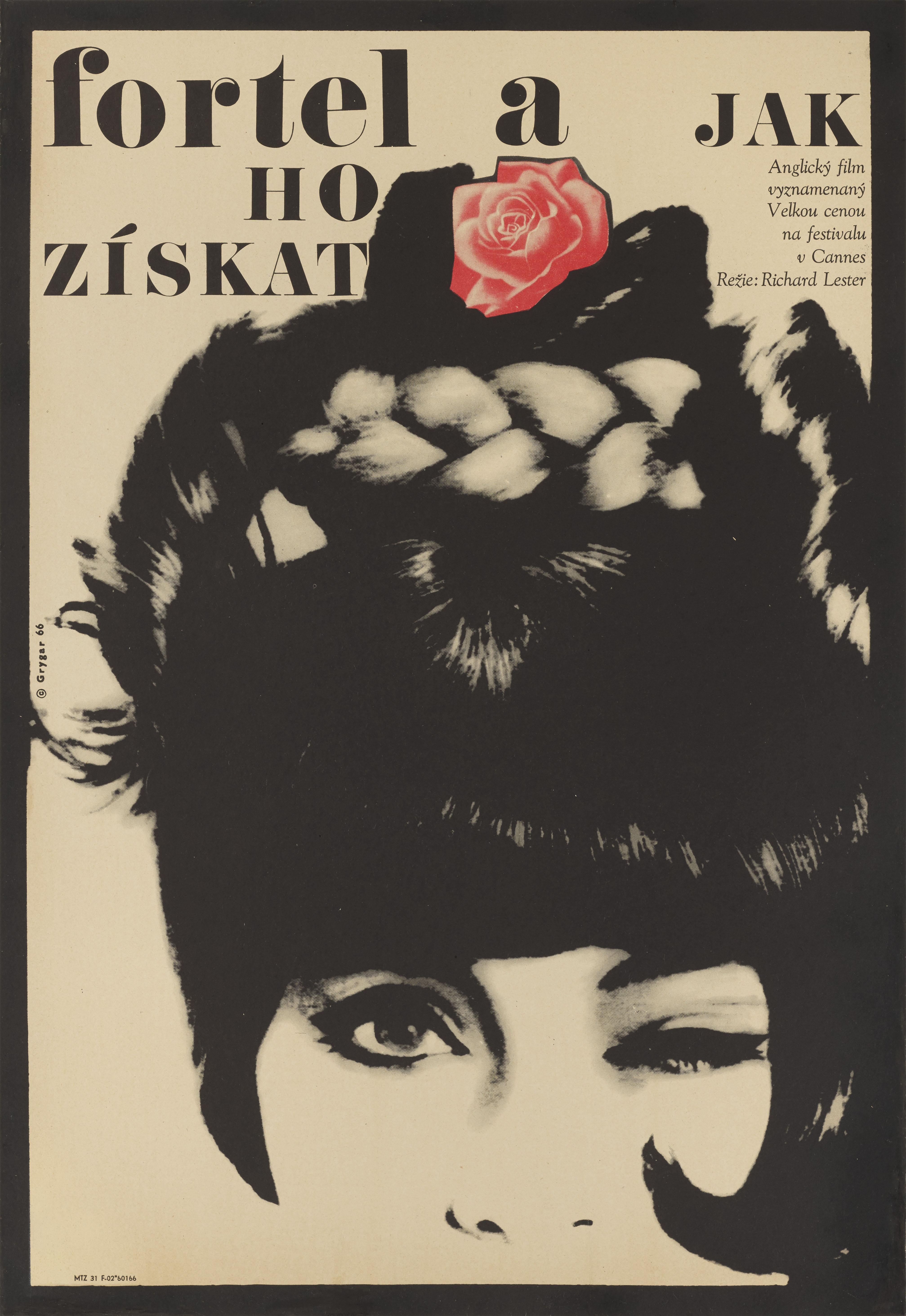 Original tschechisches Filmplakat für die britische New-Wave-Komödie The Knack.....And How To Get It von 1965.
Dieses großartig aussehende Plakat für die erste tschechische Veröffentlichung des Films wurde von Milan Grygar (geb. 1926) entworfen.