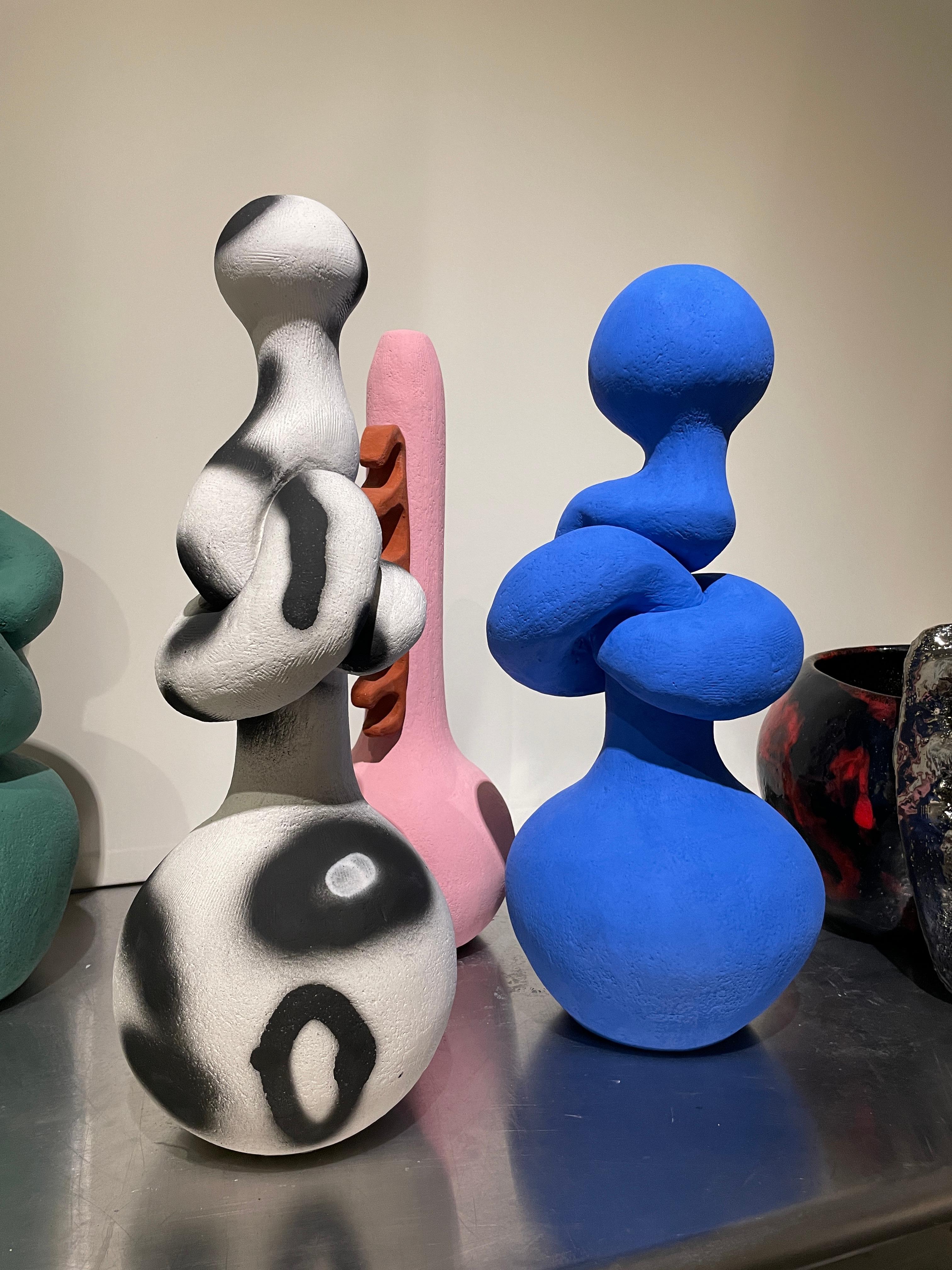 Américain Sculpture de table ou lampe à nœuds, en bleu électrique, faite à la main par l'artiste Stef Duffy en vente