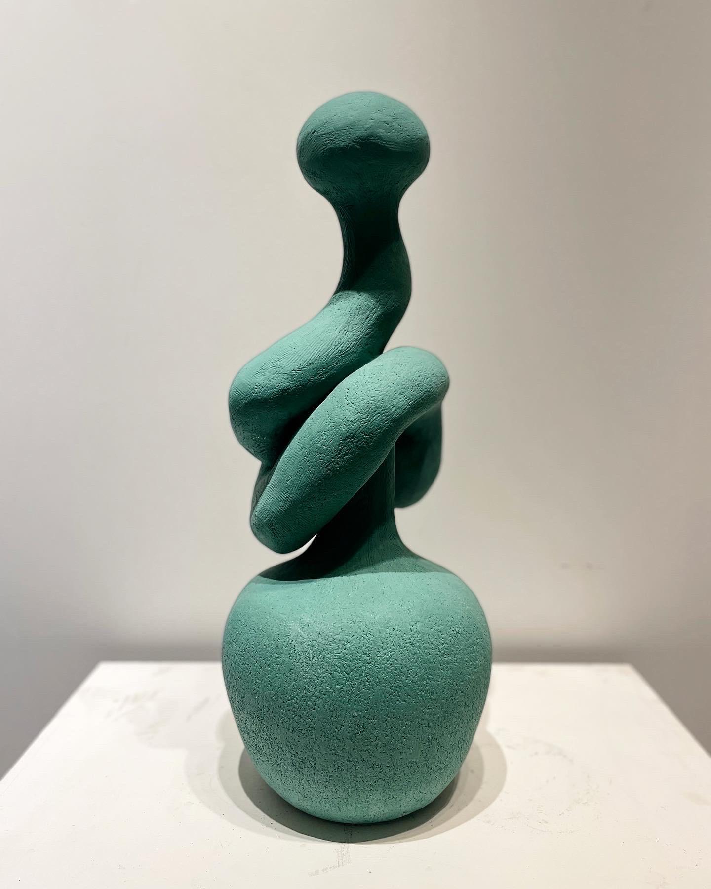 Organic Modern Knot Table Sculpture or Lamp, in Wintergreen, Handmade by Artist Stef Duffy For Sale