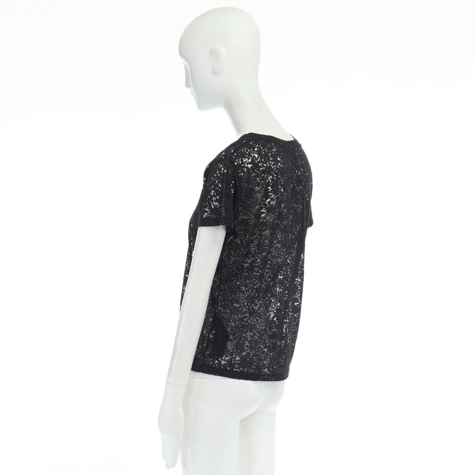 Black THE KOOPLES black abstract semi sheer burnout short sleeve t-shirt top  XS