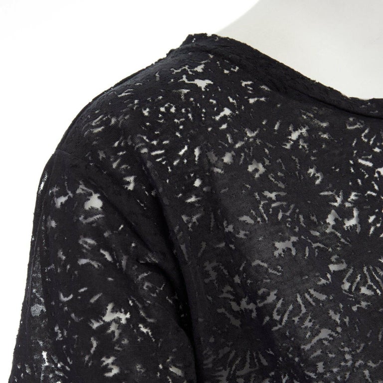 THE KOOPLES black abstract semi sheer burnout short sleeve t-shirt top ...