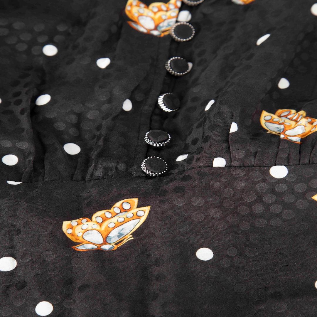The Kooples Black Butterfly Print Mini Dress Size L In Good Condition For Sale In London, GB