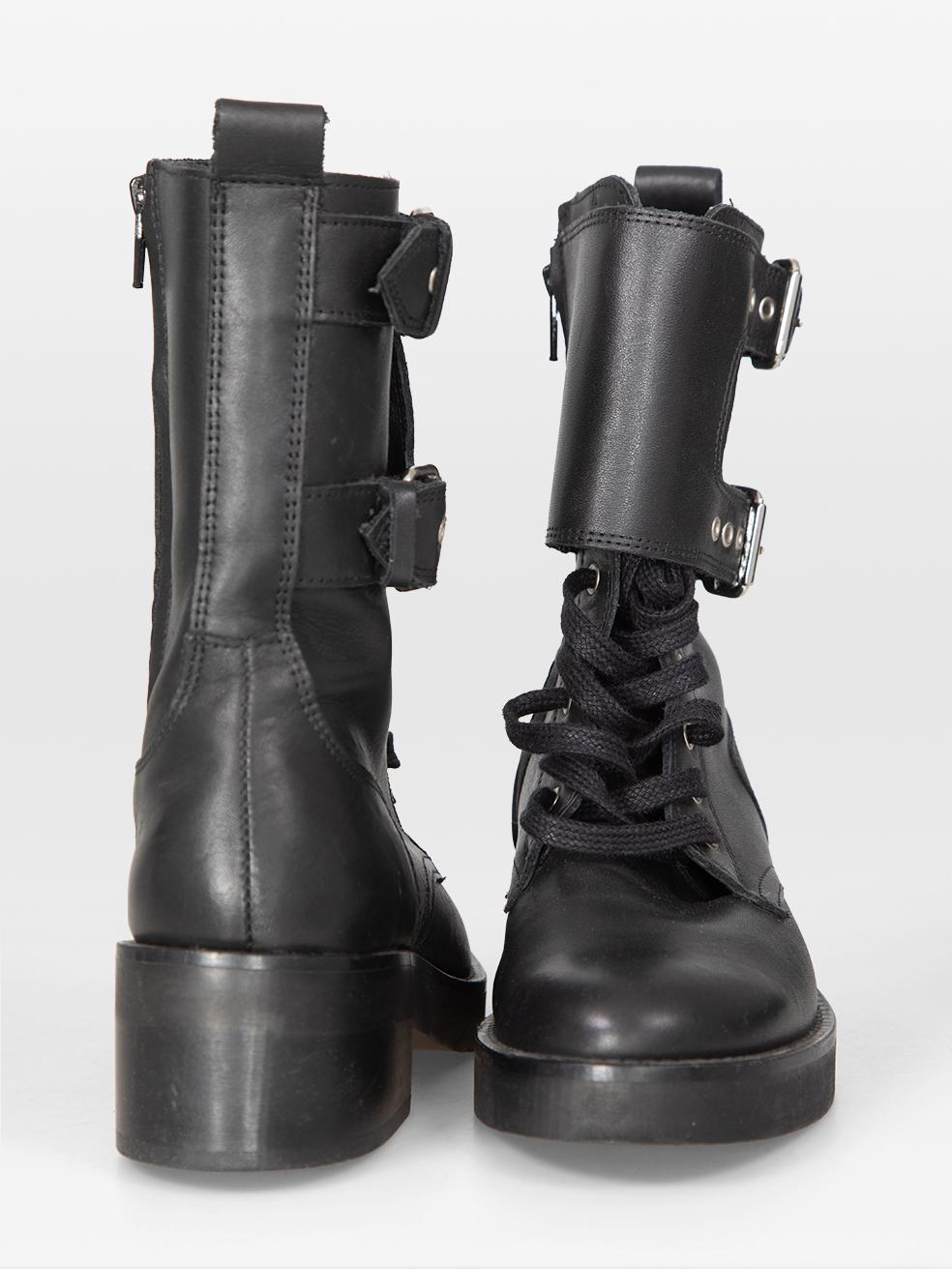Noir The Kooples Bottes mi-mollets en cuir noir avec boucles Taille IT 38 en vente