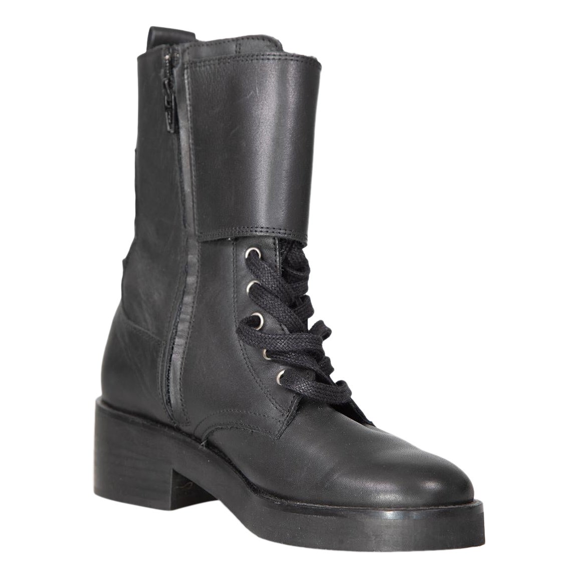 The Kooples Bottes mi-mollets en cuir noir avec boucles Taille IT 38 en vente