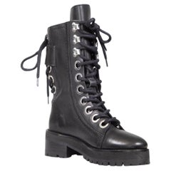 The Kooples Black Leather Combat Buckle Boots Size IT 36