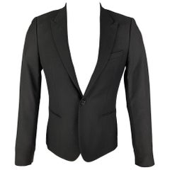 THE KOOPLES Black Wool Peak Lapel Sport Coat Size 36