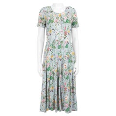 The Kooples - Vestito midi in seta blu con stampa floreale - taglia S