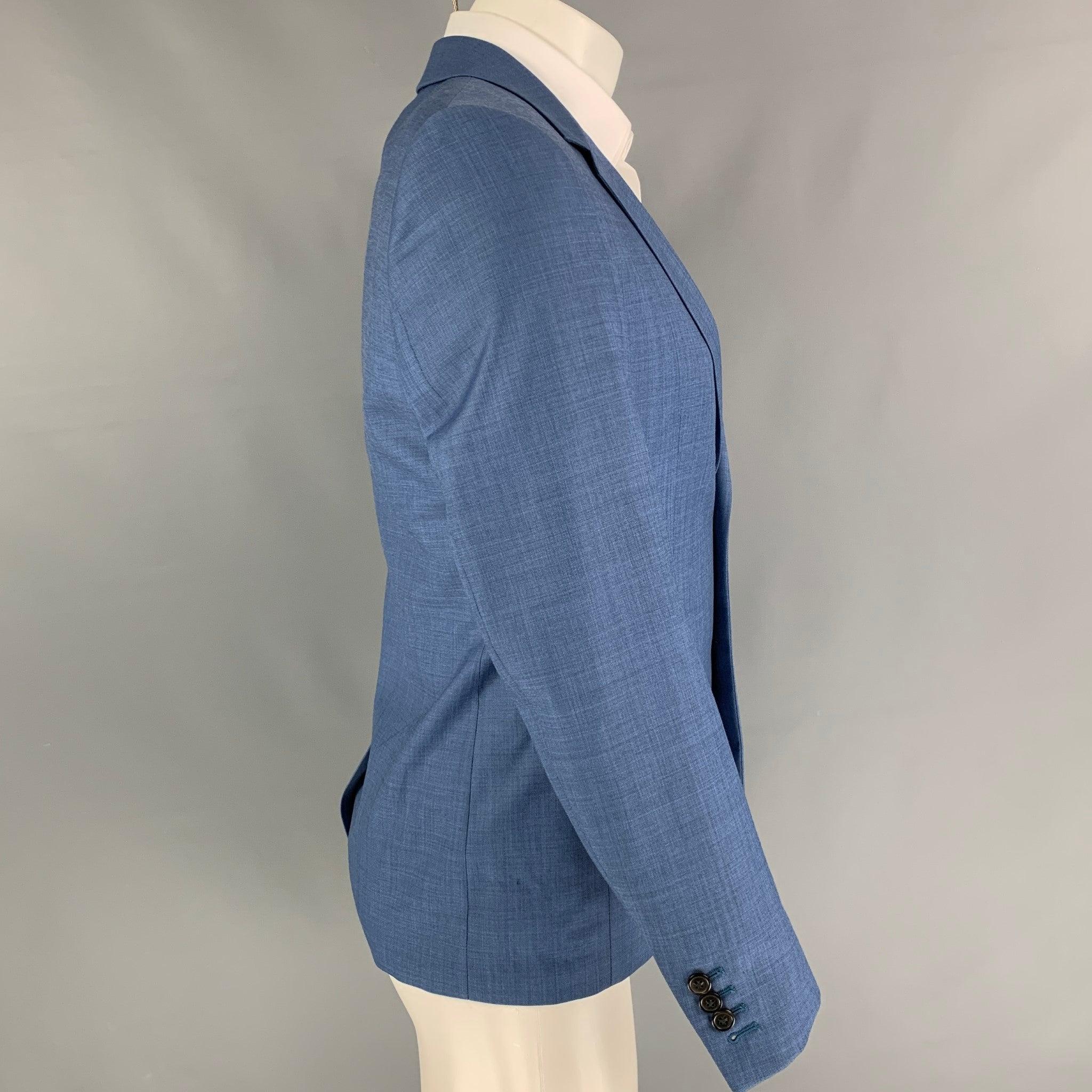 THE KOOPLES Chest Size 36 Blue Wool Notch Lapel Sport Coat In Good Condition For Sale In San Francisco, CA