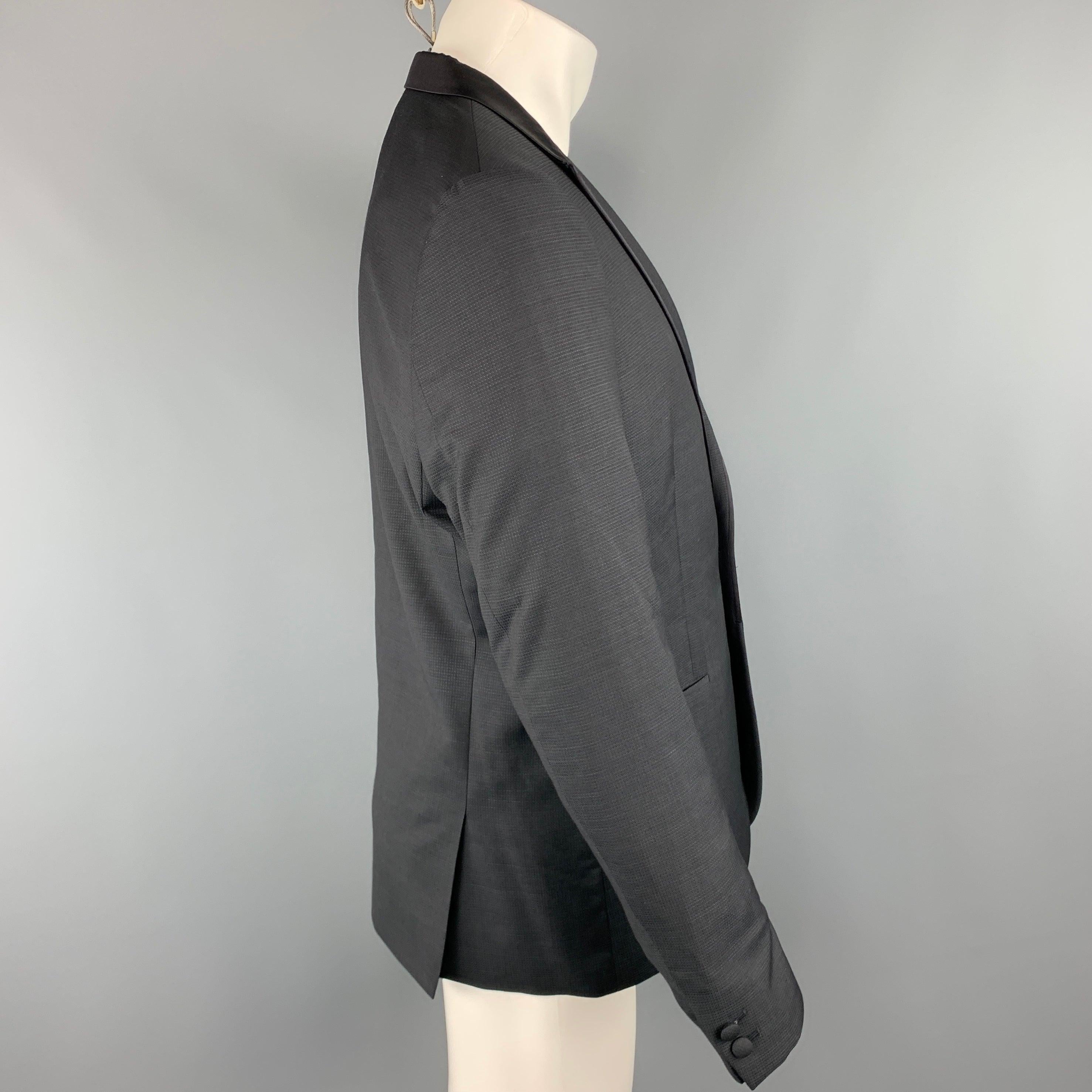 THE KOOPLES Chest Size 42 Nailhead Black Wool Peak Lapel Sport Coat In Excellent Condition For Sale In San Francisco, CA
