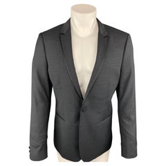 THE KOOPLES Chest Size 42 Nailhead Black Wool Peak Lapel Sport Coat