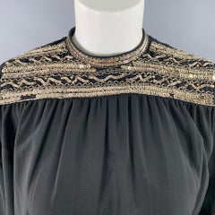 THE KOOPLES Estimated Size S Black Gold Polyester Long Sleeve Blouse