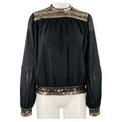 THE KOOPLES Estimated Size S Black Gold Polyester Long Sleeve Blouse