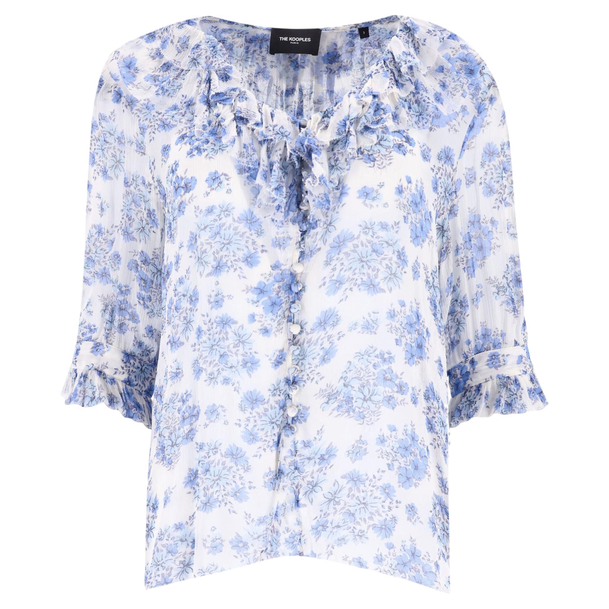 The Kooples Floral Frill Detail Sheer Top For Sale