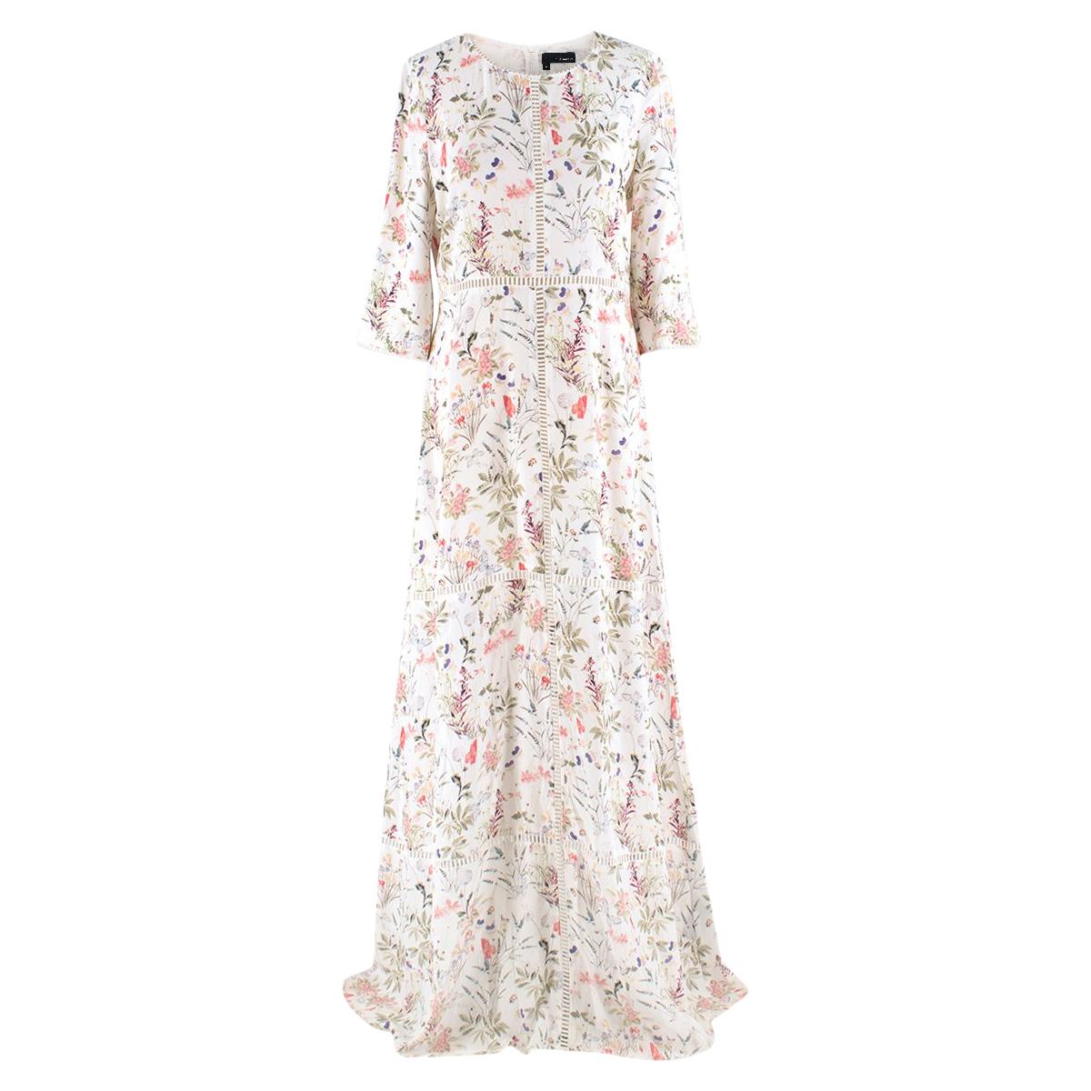 The Kooples Floral Print Long Silk Dress US 8