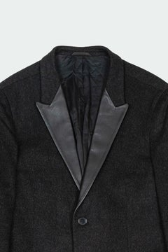 Manteau pour homme The Kooples en laine et cachemire mélangés, avec revers en cuir