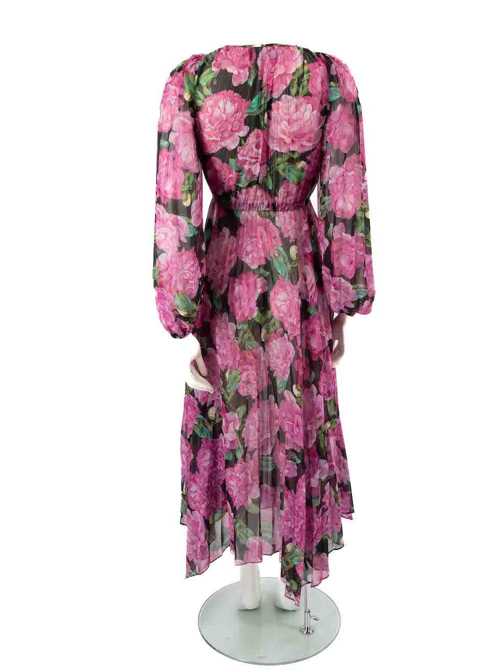 The Kooples Pink Floral Print Sheer Dress Size XS In Good Condition For Sale In London, GB