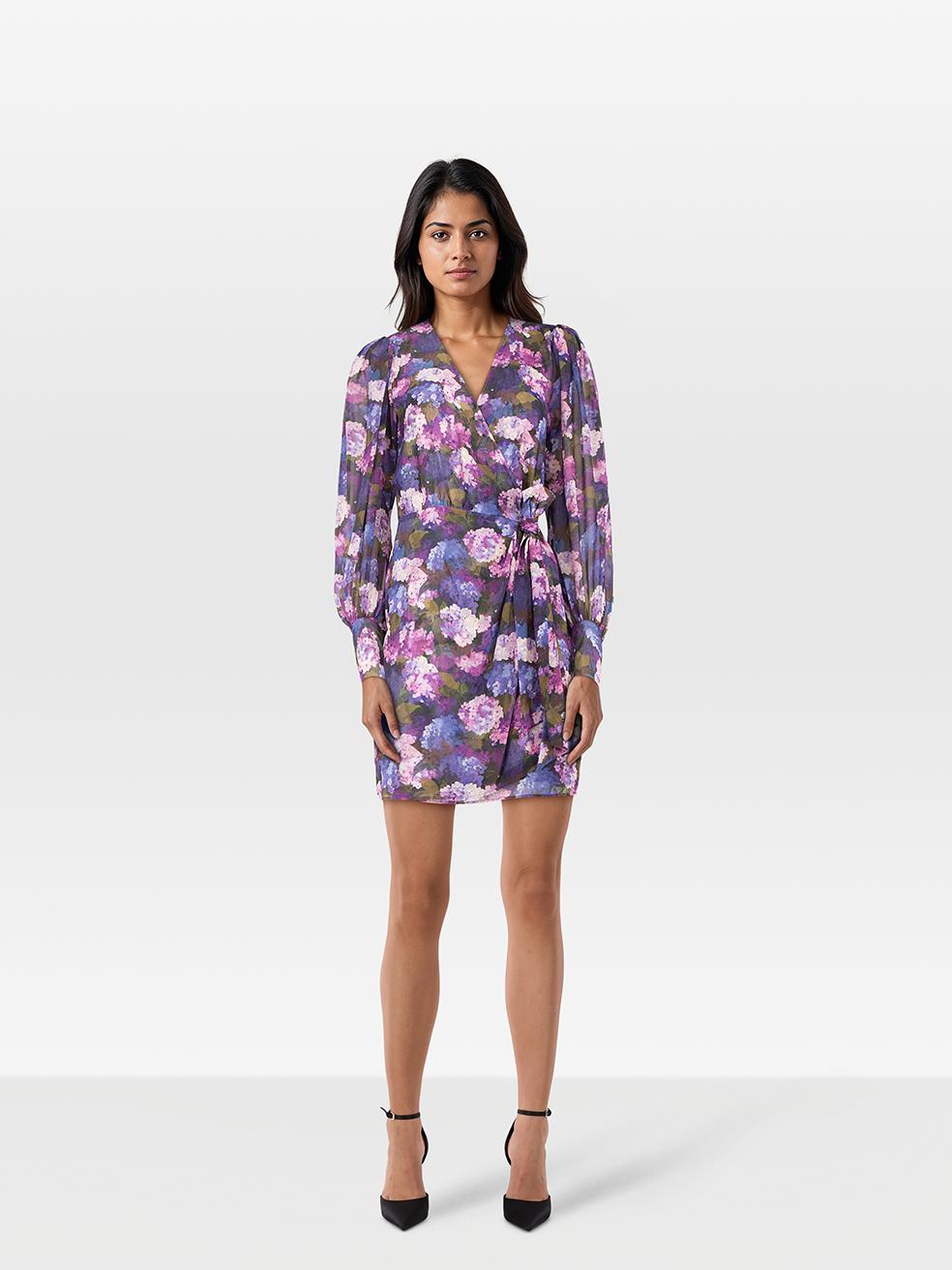 The Kooples Purple Floral Wrap Dress Size L For Sale