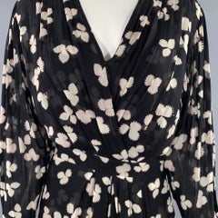 Vestido asimétrico de viscosa con estampado de hojas de THE KOOPLES, talla 1, negro y blanco