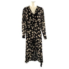 Vestido asimétrico de viscosa con estampado de hojas de THE KOOPLES, talla 1, negro y blanco
